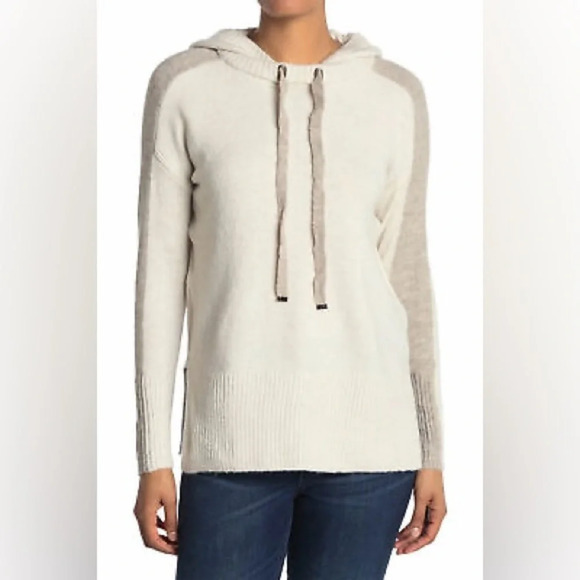 NWT Stitchdrop Womens Racing Stripe Hoodie Sweater XL Venti Latte - Picture 1 of 9